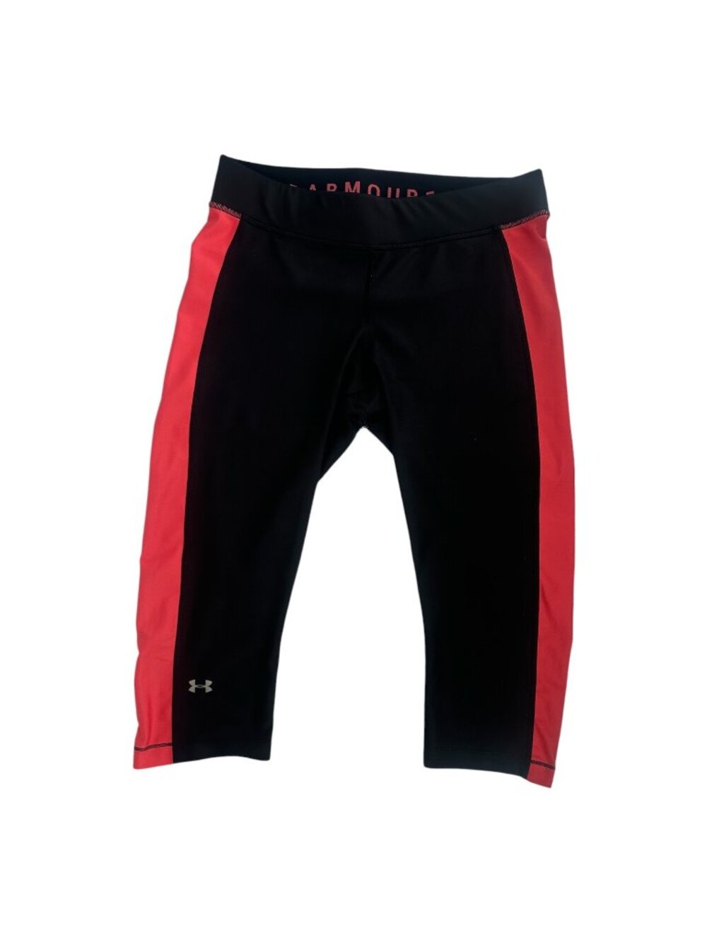 Under Armour HeatGear Compression Capri Leggings XL Black Coral Pink Cropped - Picture 3 of 8